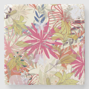Floral background 6 stone coaster