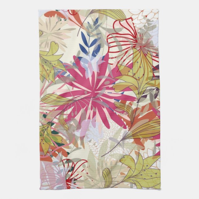 Floral background 6 tea towel (Vertical)