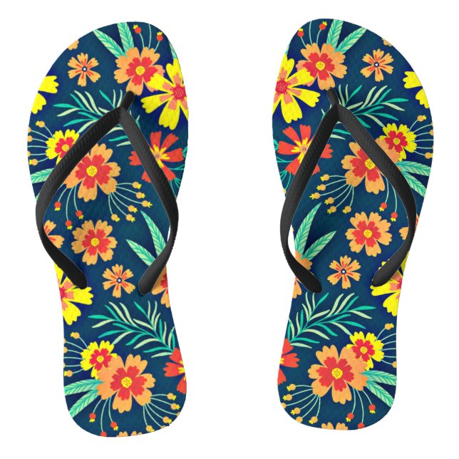Floral Background Beautiful Design-46566 Flip Flops (Footbed)
