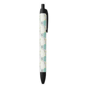 Floral background black ink pen