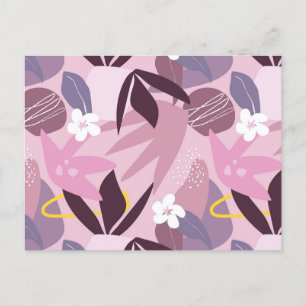 Floral background, flowers and leaves, postcard