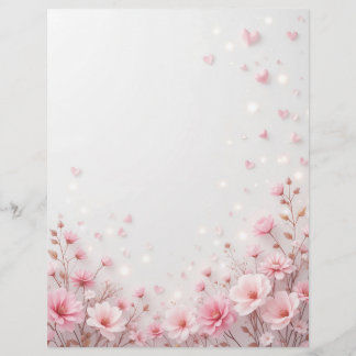 Floral background for a paper letter, for Valentin Custom Letterhead