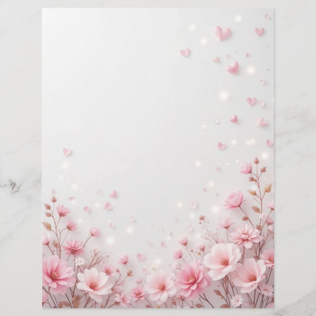 Floral background for a paper letter, for Valentin Custom Letterhead (Front)