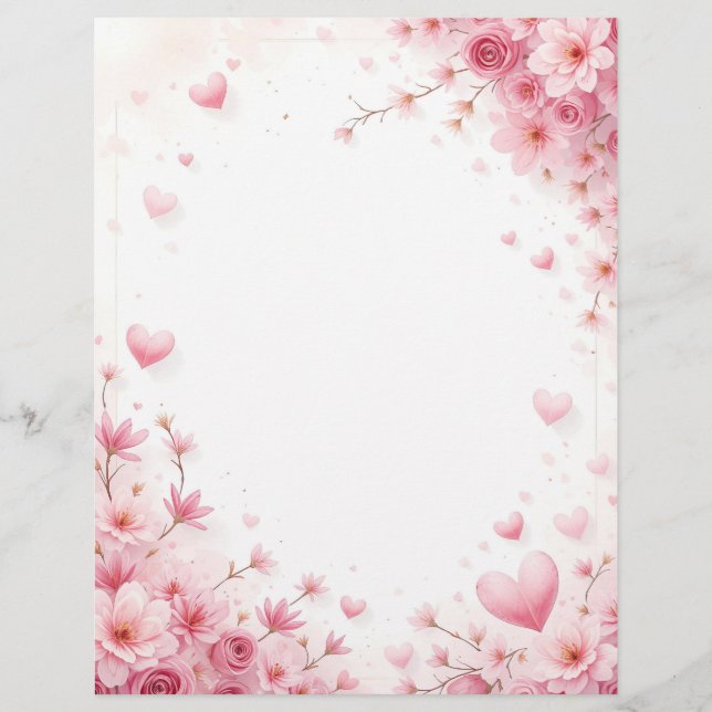 Floral background for a paper letter, for Valentin Custom Letterhead (Front)