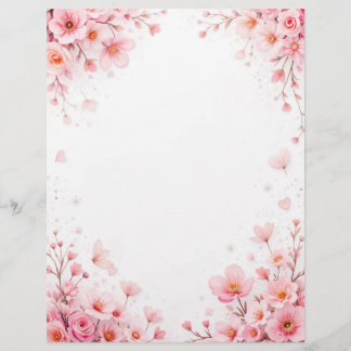 Floral background for a paper letter, for Valentin Custom Letterhead