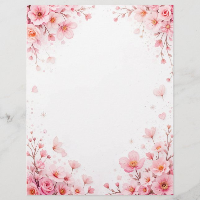 Floral background for a paper letter, for Valentin Custom Letterhead (Front)