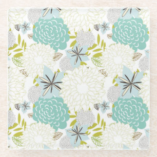 Floral background glass coaster