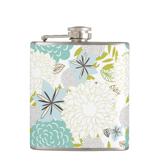 Floral background hip flask (Front)