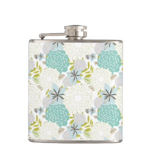 Floral background hip flask