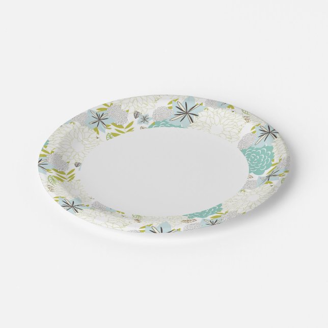 Floral background paper plate (Angled)