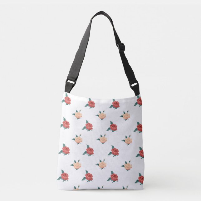 Floral background  roses crossbody bag (Front)