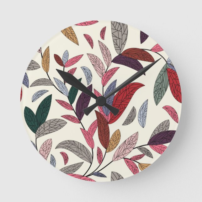 Floral background round clock (Front)