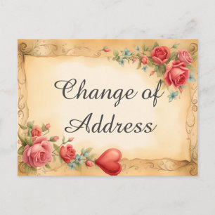 Floral Background Swirl Stylish Change of address Announcement Postcard