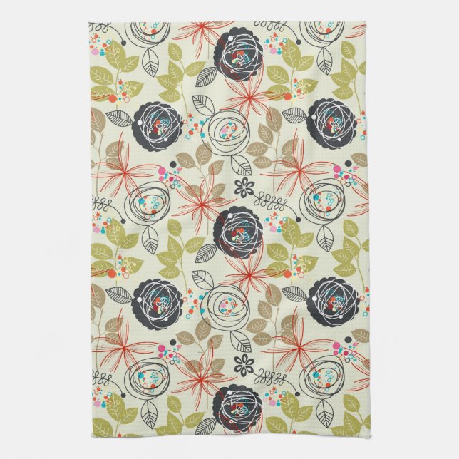 Floral background tea towel (Vertical)
