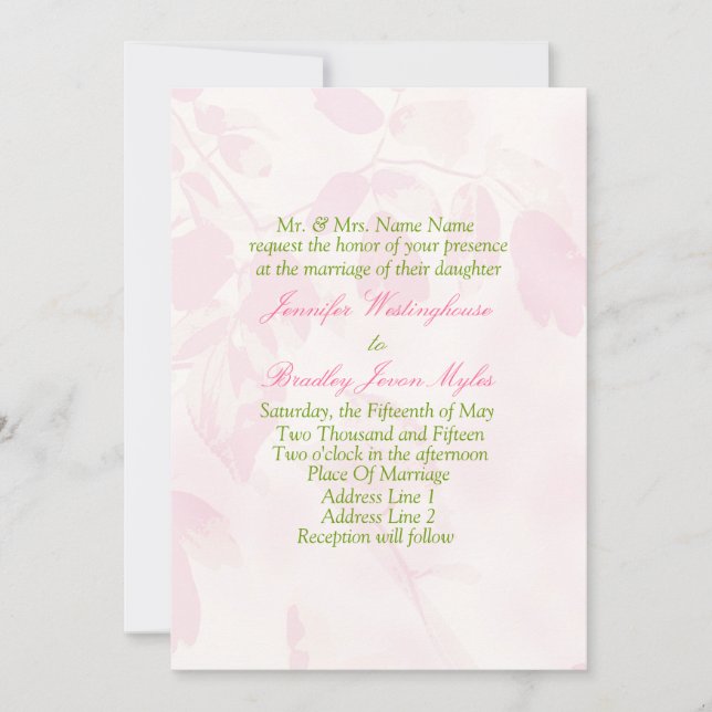 Floral Background Wedding Invitations Template (Front)