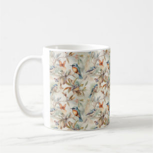 floral background with birds and butterflies Mug