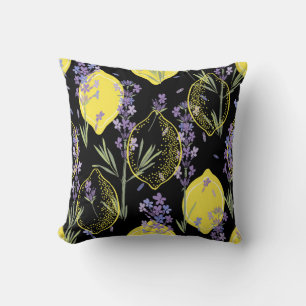 Floral background with hand-drawn lavender flowers cushion