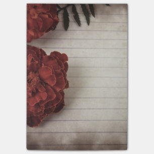 Floral Background with Lined Paper Post-it Notes