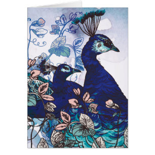 Floral Background with Peacocks