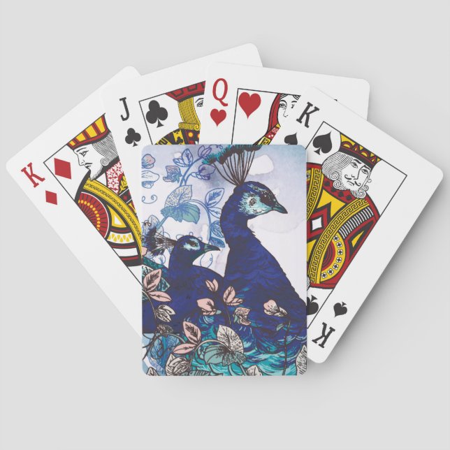 Floral Background with Peacocks Playing Cards (Back)