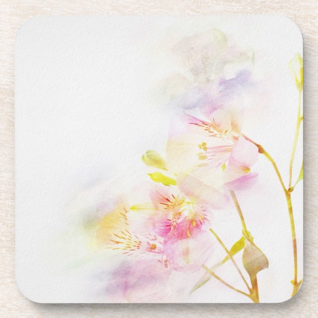 floral background with watercolor flowers coaster (Front)