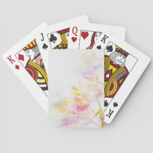 floral background with watercolor flowers playing cards