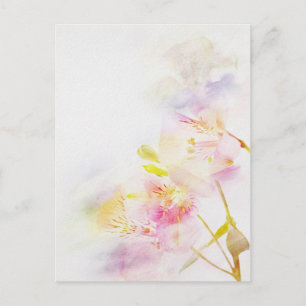 floral background with watercolor flowers postcard