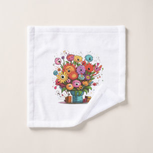 Floral badge Flowers, gift, any occasion Wash Cloth