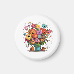 Floral badge Flowers, magnet gift, any occasion