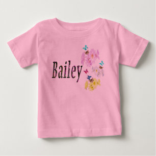 Floral Bailey Name Logo, Baby T-Shirt