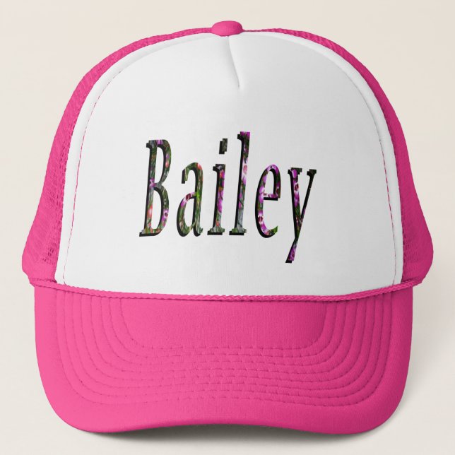 Floral Bailey Name Logo, Trucker Hat (Front)
