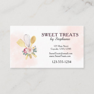 Floral Baking Utensils QR code Business Card