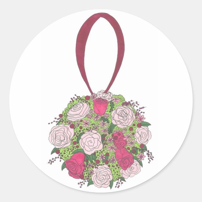 Floral Ball Bouquet Rose Flower Wedding Stickers (Front)