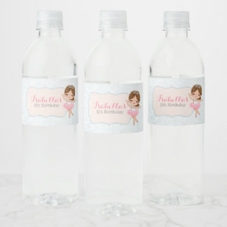 Floral Ballerina Birthday Water Bottle Labels