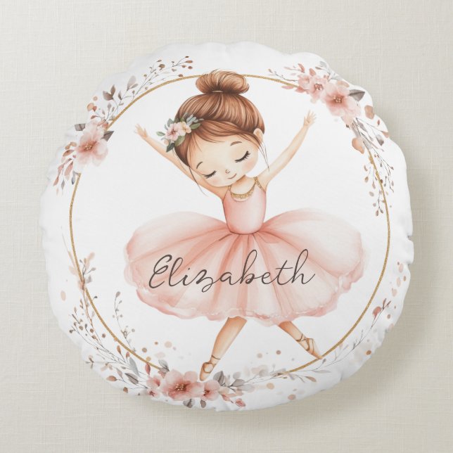Floral Ballerina Round Cushion (Front)