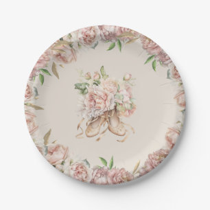 Floral Ballet Dancer Birthday Paper Plate