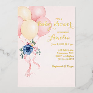 Floral Balloon Baby Shower Invitation