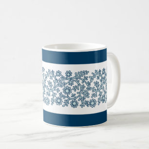 Floral Band, Blue Coffee Mug