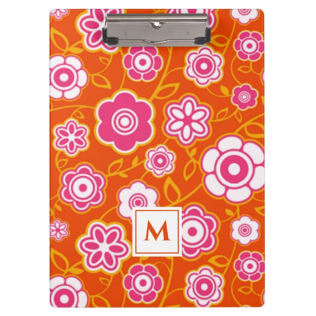 Floral Bandanna Print Monogram Clipboard (Front)