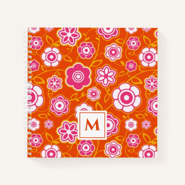 Floral Bandanna Print Monogram Notebook (Front)