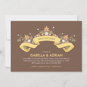 Floral Banner Baby Shower Invitation
