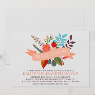 Floral Banner Bridal Shower Invitation