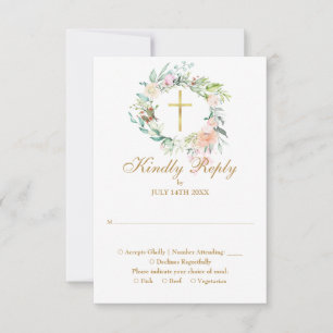 Floral Baptism Christening First Holy Communion RSVP Card