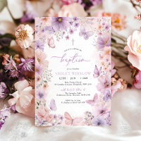 Floral Baptism Christening Purple Butterfly Girl