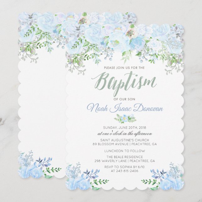 Floral Baptism Invitation (Front/Back)