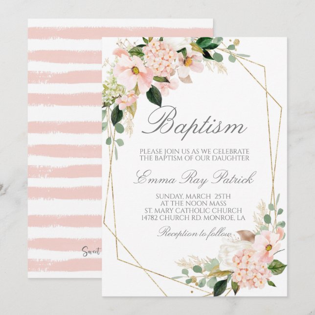 Floral Baptism Invitation (Front/Back)