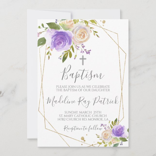 Floral Baptism Invitation (Front)