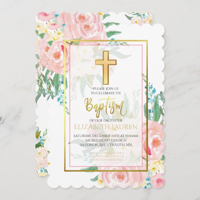 Floral Baptism Invitation (Front/Back)