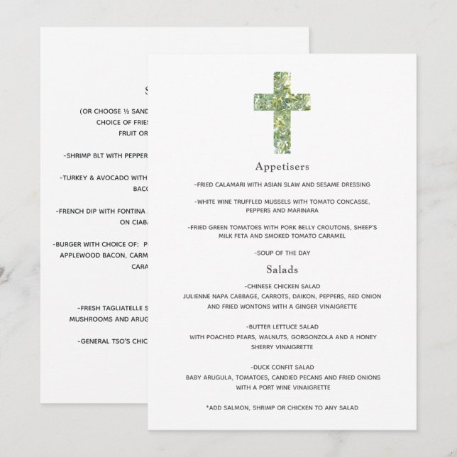 Floral Baptism or Christening Menu (Front/Back)
