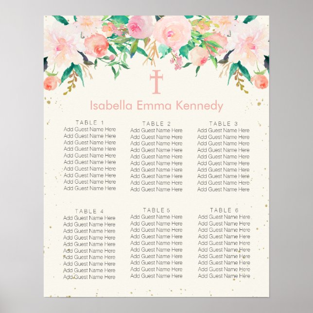 Floral Baptism Seating Chart (Front)